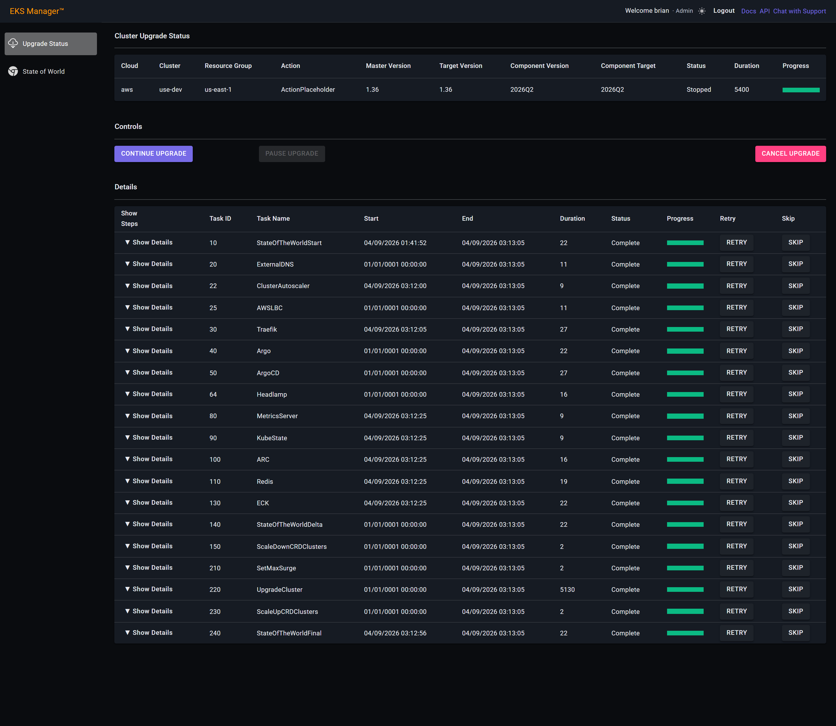 The finished run showing Complete and the total duration